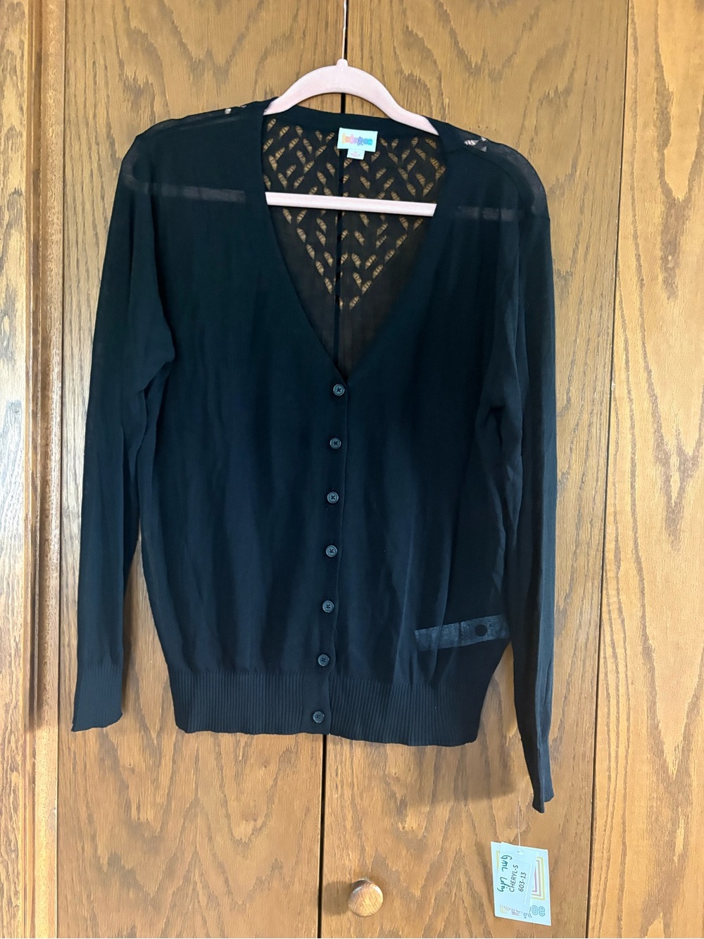 LuLaRoe Black V-Neck Button Front Cardigan